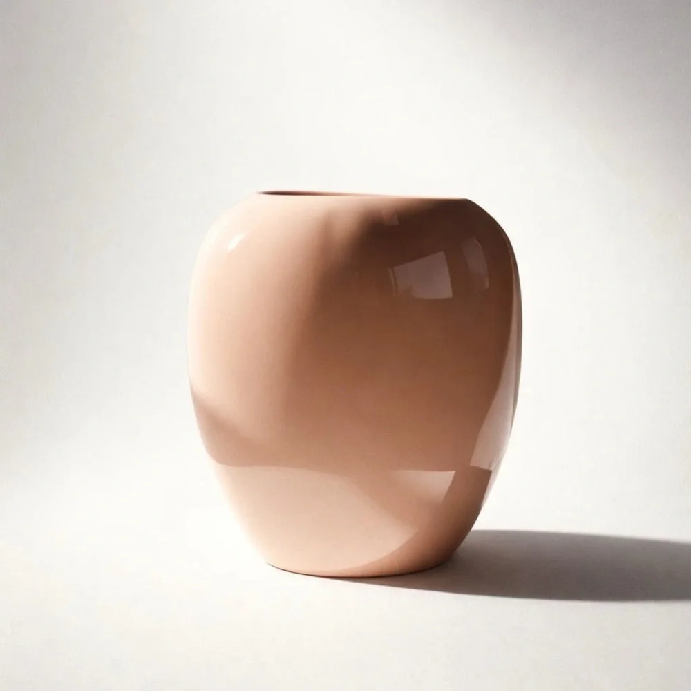 GORGEOUS POWDER PINK POST MODERN HIGH GLOSS 80’S VASE VOHANN OF‎ CALIFORNIA EUC